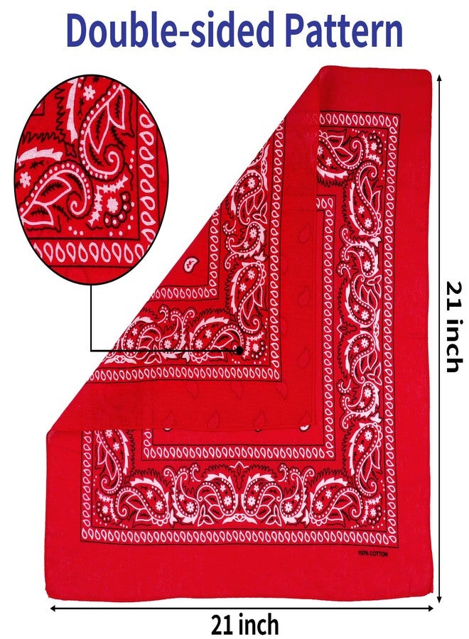 MOWPOG 6 Pack Pure Cotton Bandana, Multi-Purpose Square Handkerchief, Face Mask headband for Men and Women (Red) - Image 3